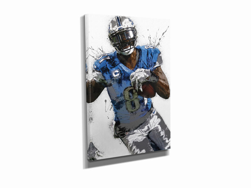 Calvin Johnson Poster Detroit Lions Football Made Posters Canvas Print Wall Art Man Cave Gift Home Kids Decor