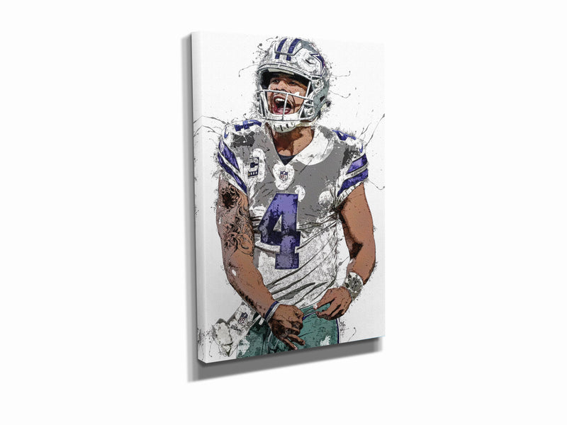 Dak Prescott Poster Dallas Cowboys Football Hand Made Posters Canvas Print Kids Wall Art Man Cave Gift Home Decor