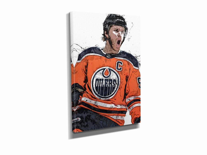 Connor McDavid Poster Edmonton Oilers Ice Hockey Painting Hand Made Posters Canvas Print Kids Wall Art Home Man Cave Gift Decor