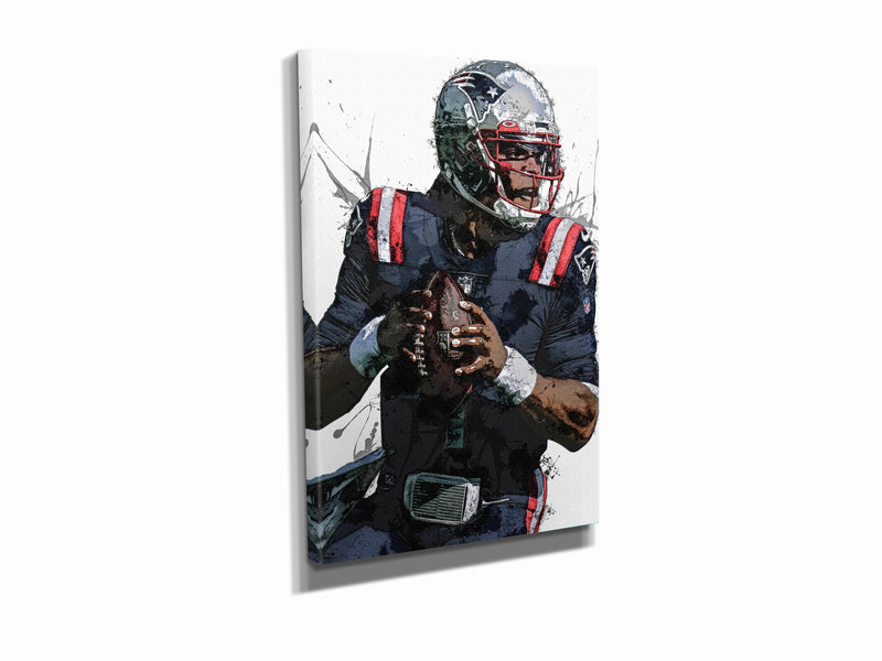 Cam Newton Art Poster New England Patriots Football Hand Made Posters Canvas Print Kids Wall Art Home Man Cave Gift Decor