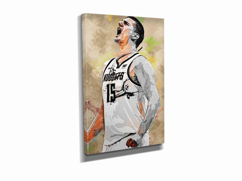 Nikola Jokic Poster Denver Nuggets Basketball Painting Hand Made Posters Canvas Print Kids Wall Art Home Man Cave Gift Decor