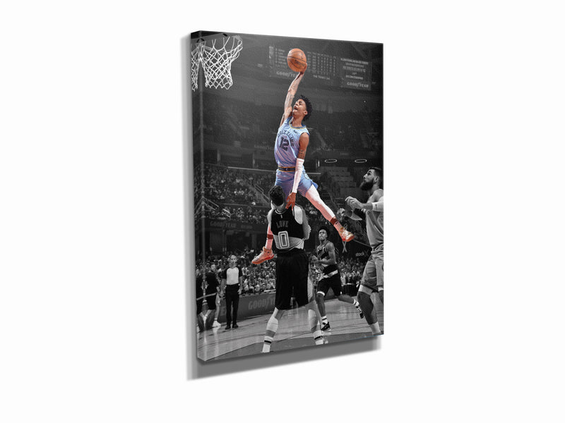 Ja Morant Dunk Attempt over Kevin Love Poster Memphis Grizzlies Basketball Hand Made Posters Canvas Print Wall Art Man Cave Gift Home Decor