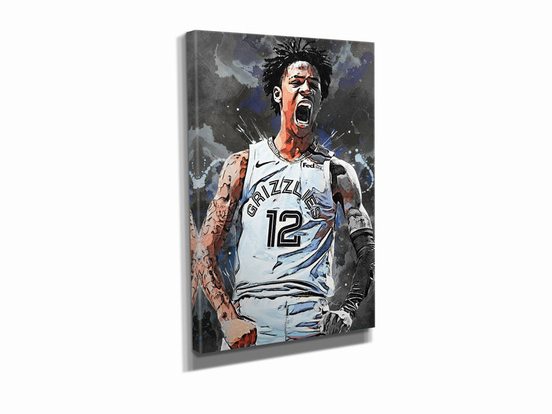 Ja Morant Poster Painting Memphis Grizzlies Basketball Hand Made Posters Canvas Print Wall Kids Art Man Cave Gift Home Decor