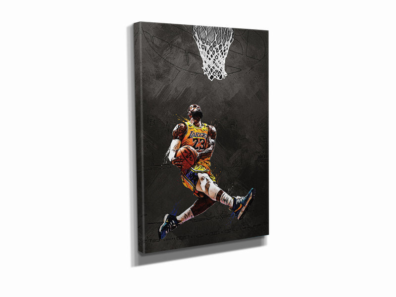 LeBron James Illustration Slam Dunk Poster Los Angeles Lakers Basketball Hand Made Posters Canvas Print Wall Art Home Decor