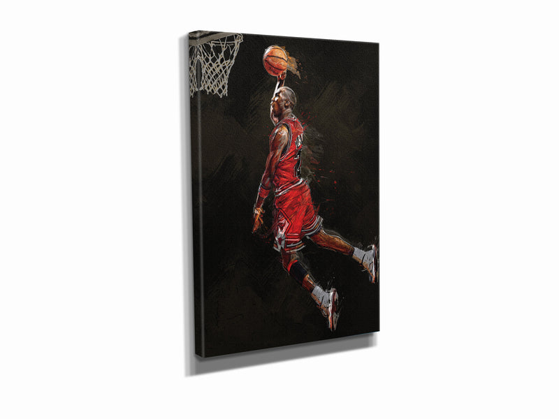 Michael Jordan Illustration Slam Dunk Poster Chicago Bulls Basketball Hand Made Posters Canvas Print Kids Wall Art Home Man Cave Gift Decor