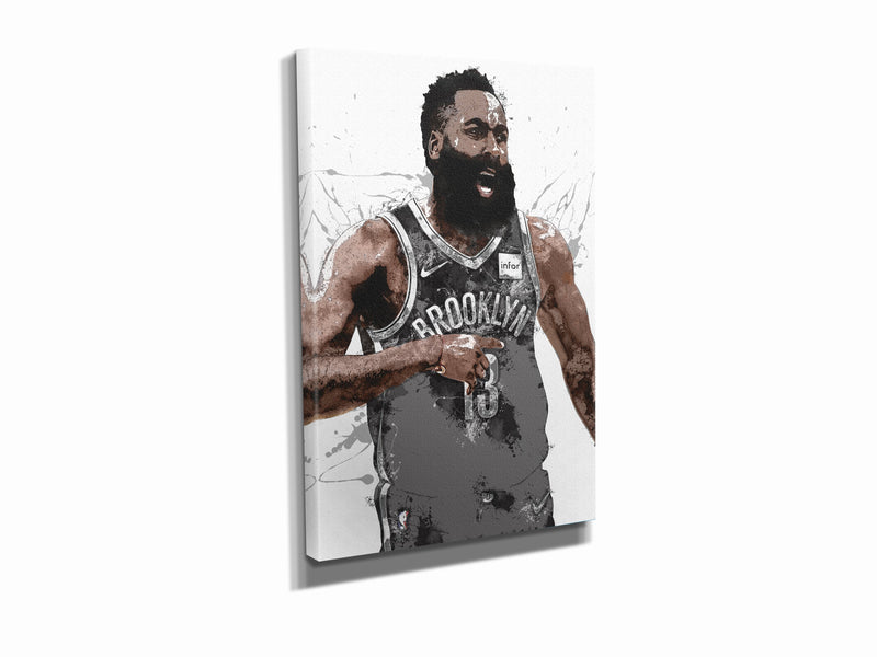 James Harden Poster Brooklyn Nets Basketball Painting Hand Made Posters Canvas Print Kids Wall Art Home Man Cave Gift Decor