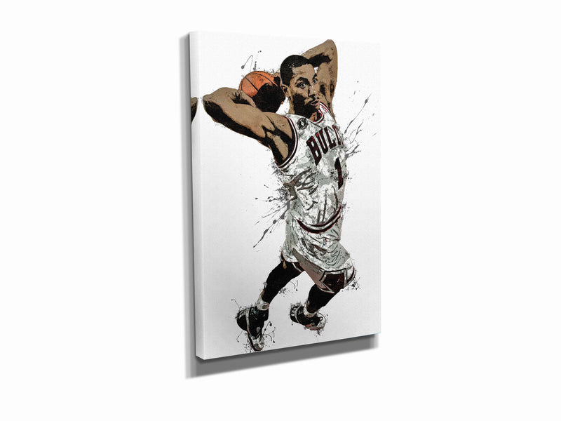 Derrick Rose Dunk Poster Chicago Bulls Basketball Hand Made Posters Canvas Print Wall Art Man Cave Gift Home Kids Decor