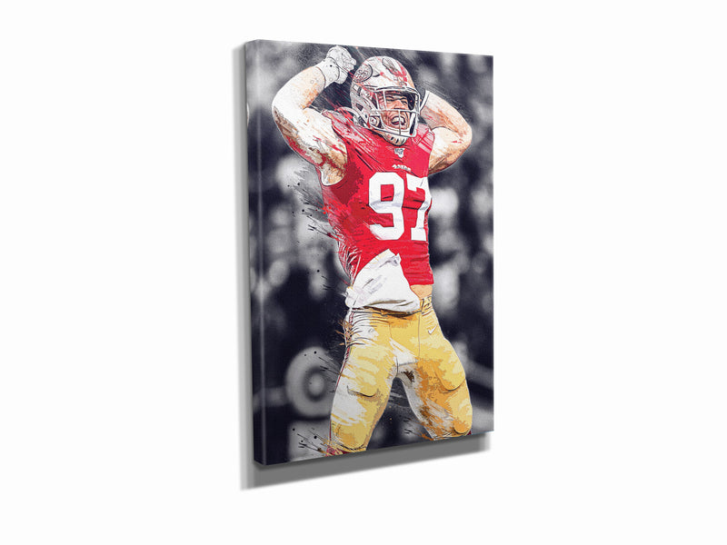 Nick Bosa Celebration Poster San Francisco 49ers Football Hand Made Posters Canvas Print Wall Art Man Cave Gift Home Kids Decor