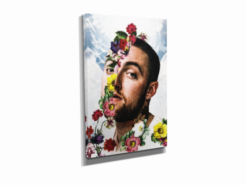 Mac Miller Floral Poster Painting Rapper Singer Hand Made Posters Canvas Print Wall Art Home Decor