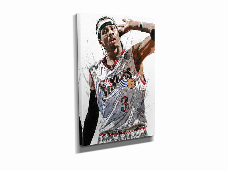 Allen Iverson Art Poster Philadelphia 76ers Basketball Hand Made Posters Canvas Print Kids Wall Art Man Cave Gift Home Decor