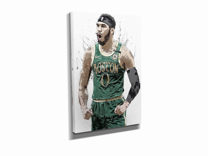 Jayson Tatum Poster Boston Celtics Basketball Painting Hand Made Posters Canvas Print Kids Wall Art Man Cave Gift Home Decor