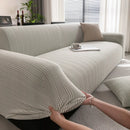 Modern Textured Stretch Sofa Cover, Plush Fleece Sofa Slipcover with 3D Stripe Texture by Slipcover KAS™