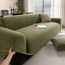 Modern Textured Stretch Sofa Cover, Plush Fleece Sofa Slipcover with 3D Stripe Texture by Slipcover KAS™