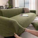 Modern Textured Stretch Sofa Cover, Plush Fleece Sofa Slipcover with 3D Stripe Texture by Slipcover KAS™