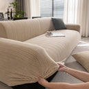 Modern Textured Stretch Sofa Cover, Plush Fleece Sofa Slipcover with 3D Stripe Texture by Slipcover KAS™