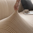 Modern Textured Stretch Sofa Cover, Plush Fleece Sofa Slipcover with 3D Stripe Texture by Slipcover KAS™