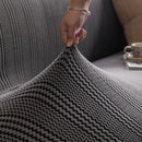 Modern Textured Stretch Sofa Cover, Plush Fleece Sofa Slipcover with 3D Stripe Texture by Slipcover KAS™