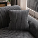 Modern Textured Stretch Sofa Cover, Plush Fleece Sofa Slipcover with 3D Stripe Texture by Slipcover KAS™