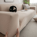 3D Grid Jacquard Sofa Cover, High Stretch Plush Waffle Couch Slipcover with Tie Straps by Slipcover KAS™