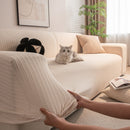 3D Grid Jacquard Sofa Cover, High Stretch Plush Waffle Couch Slipcover with Tie Straps by Slipcover KAS™