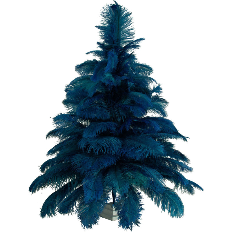 Blue Ostrich Feather Christmas Tree