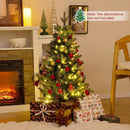 3 Feet Mini Pre-Lit Artificial Christmas Tree Tabletop Xmas Tree with Burlap Base by DirectDeals