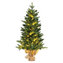 3 Feet Mini Pre-Lit Artificial Christmas Tree Tabletop Xmas Tree with Burlap Base by DirectDeals