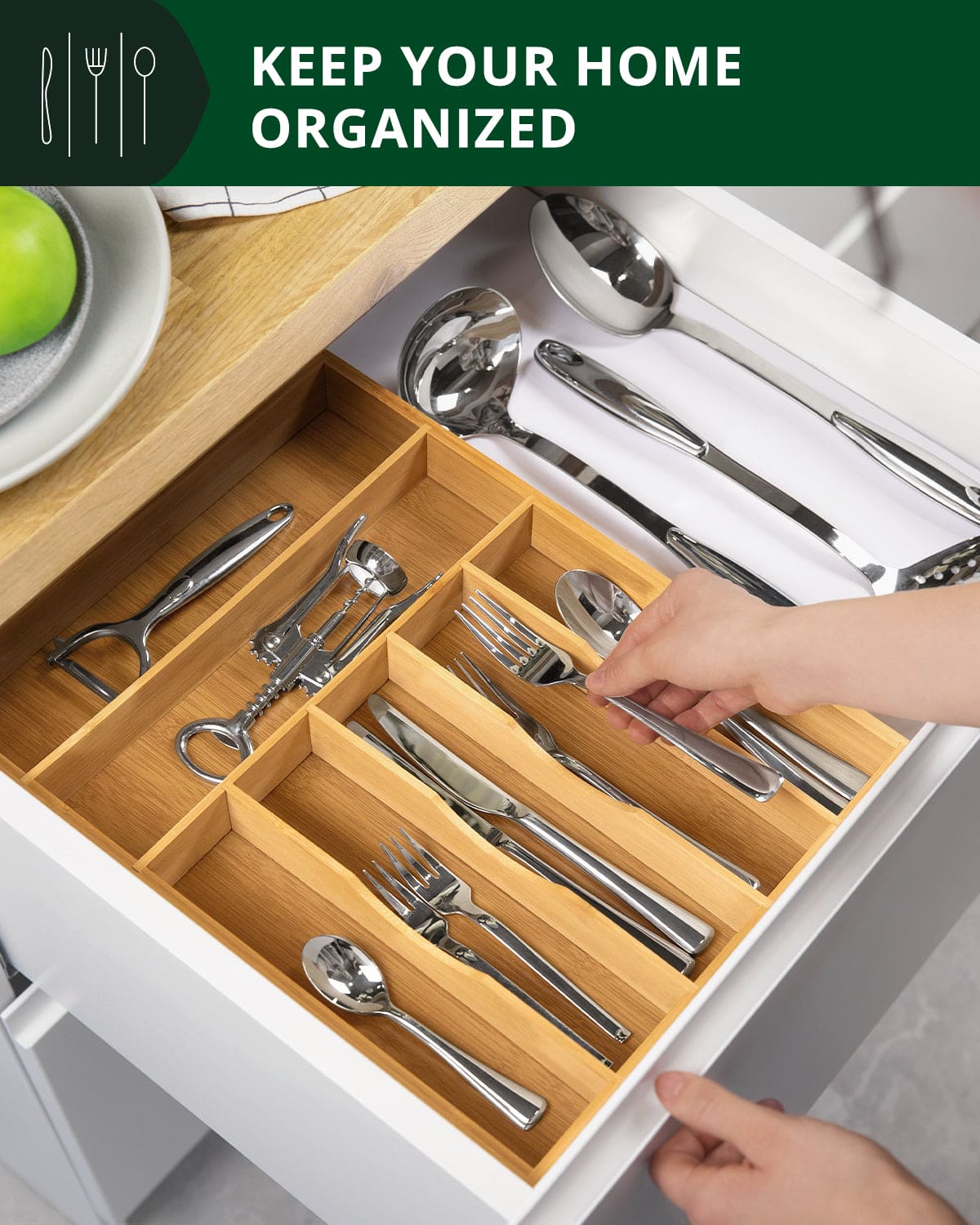 Basic Silverware Drawer Organizer, Natural, photo 8 of 9