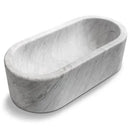 Imperial White Marble Hand Carved Freestanding Luxury Soaking Bathtub - 32x70x20