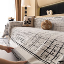 Modern Couch Protector Blanket Woven Chenille Sofa Cover Throw with Artistic Grid