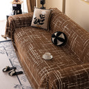 Modern Couch Protector Blanket Woven Chenille Sofa Cover Throw with Artistic Grid