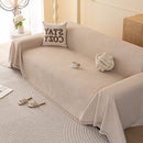 Embossed Leaf Pattern Couch Cover Throw Blanket, Japandi Furniture Cover Protector