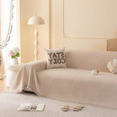 Embossed Leaf Pattern Couch Cover Throw Blanket, Japandi Furniture Cover Protector