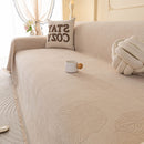 Embossed Leaf Pattern Couch Cover Throw Blanket, Japandi Furniture Cover Protector
