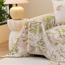 Chenille Throw Blanket Sofa Cover, Abstract Watercolor Couch Cover with Tassel Fringe