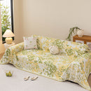 Chenille Throw Blanket Sofa Cover, Abstract Watercolor Couch Cover with Tassel Fringe