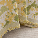 Chenille Throw Blanket Sofa Cover, Abstract Watercolor Couch Cover with Tassel Fringe