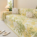 Chenille Throw Blanket Sofa Cover, Abstract Watercolor Couch Cover with Tassel Fringe