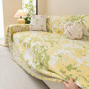 Chenille Throw Blanket Sofa Cover, Abstract Watercolor Couch Cover with Tassel Fringe