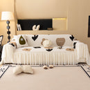 Retro Floral Sofa Cover with Sheer Ruffle Skirt, Decorative Sofa Protector Cover
