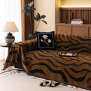 Zebra Striped Chenille Throw Sofa Cover Full-Cover Decorative Furniture Slipcover