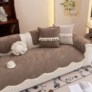 Chenille Sofa Cover Towel – Non-Slip, Washable Pets Couch Protector with Tassels