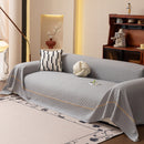 Jacquard Ice Silk Sofa Throw Cover with Gold Trim, Summer Cooling Couch Slipcover