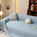 Jacquard Ice Silk Sofa Throw Cover with Gold Trim, Summer Cooling Couch Slipcover