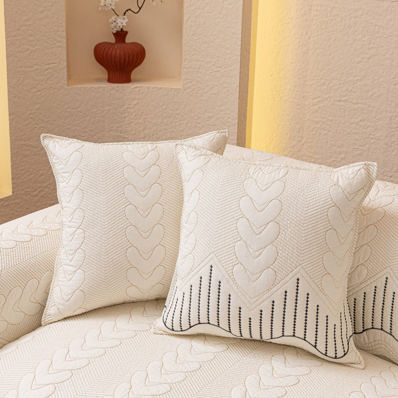 3D Quilted Thick Cotton Sofa Cover Non-Slip Couch Throw for Fabric & Leather Sofas