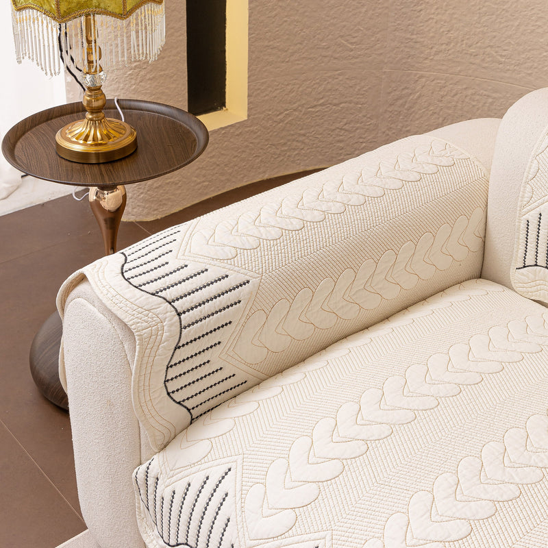 3D Quilted Thick Cotton Sofa Cover Non-Slip Couch Throw for Fabric & Leather Sofas