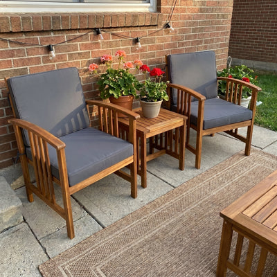 3PC Solid Wood Outdoor Patio Sofa Furniture Set