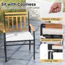 3 Pieces Outdoor Furniture Set Acacia Wood Patio Conversation Set with Cushions-White by LJGDeals