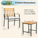 3 Pieces Outdoor Furniture Set Acacia Wood Patio Conversation Set with Cushions-White by LJGDeals