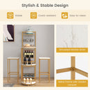 3 Pieces Bar Table Set with Storage Shelves and Wine Rack-Golden